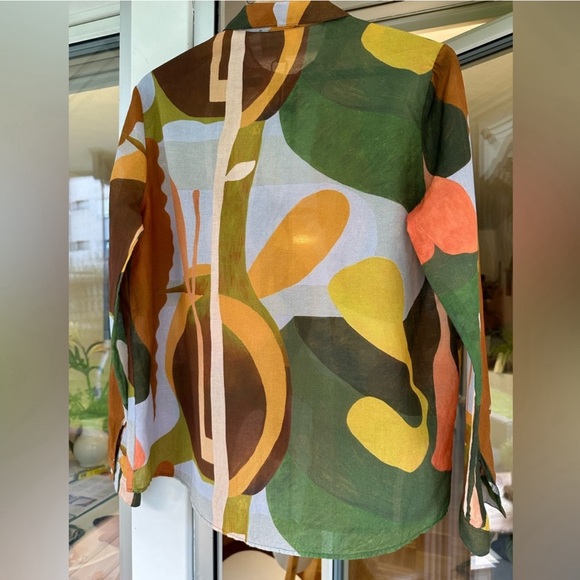 Sézane x Rafael Uriegas Silk Pierro Shirt in Lugar 36 US 4 - Picture 5 of 7